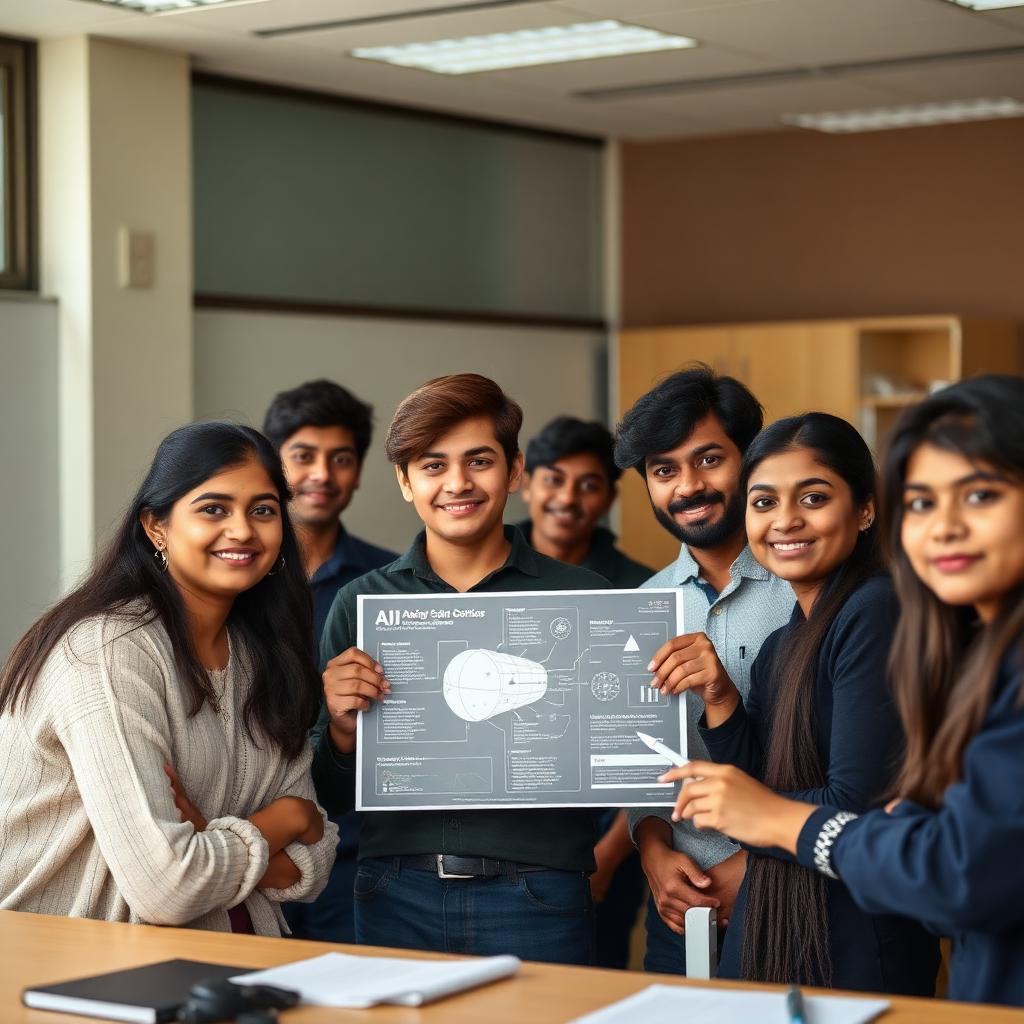 Indian high school students presenting an AI project